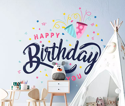 Happy Birthday Confetti Wall Decal