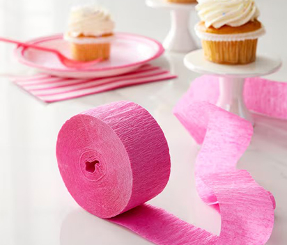 Hot Pink Crepe Paper Party Streamers