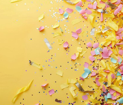 Yellow paper confetti adds a bright, cheerful touch to any celebration